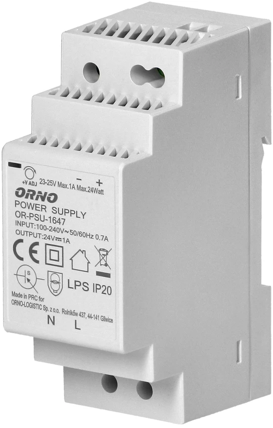 Orno Maitinimo šaltinis Maitinimo šaltinis ant DIN bėgelio 24 V nuolatinės srovės, 1 A, 24 W, 2 modulių pločio
