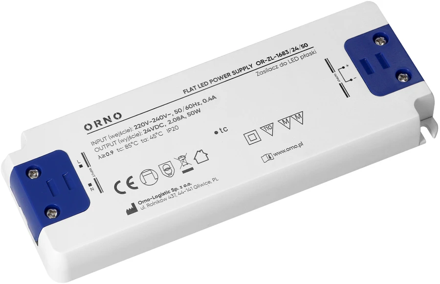 Zasilacz Maitinimo šaltinis Plokščias LED maitinimo šaltinis, 24V, 50W, IP20