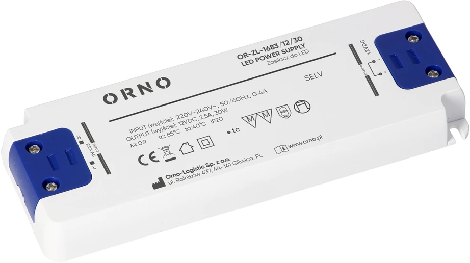 Zasilacz Maitinimo šaltinis Plokščias LED maitinimo šaltinis, 12 V nuolatinė srovė, 30 W, IP20