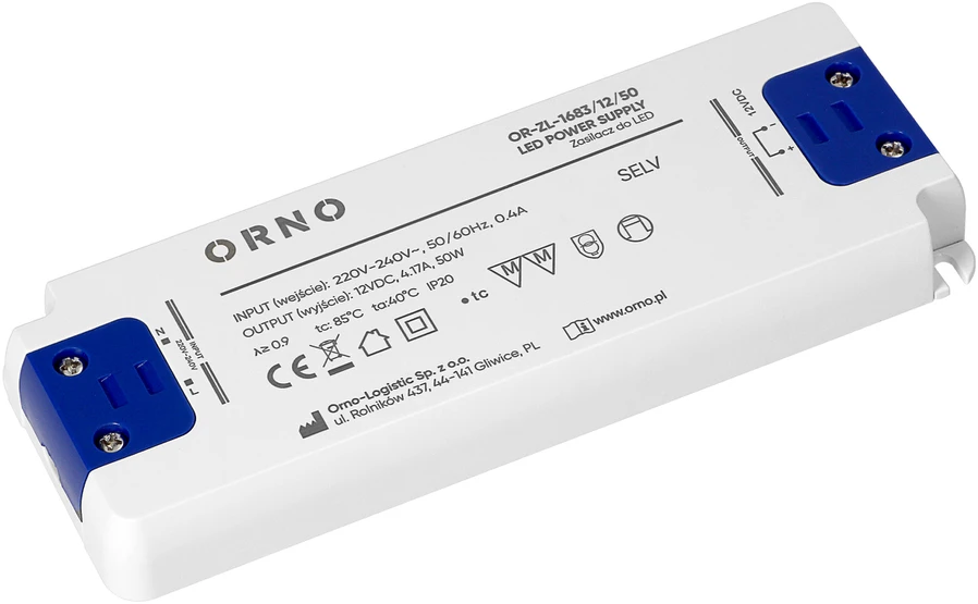 Zasilacz Maitinimo šaltinis Plokščias LED maitinimo šaltinis, 12 V nuolatinė srovė, 50 W, IP20