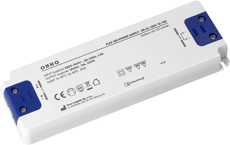 Zasilacz Maitinimo šaltinis Plokščias LED maitinimo šaltinis, 12V, 132W, IP20