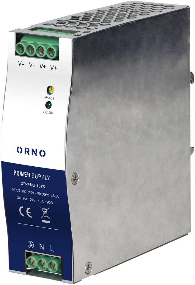 Orno Maitinimo šaltinis Pramoninis maitinimo šaltinis, DIN bėgelis, 24 V nuolatinės srovės, 5 A, 120 W, metaliniame korpuse