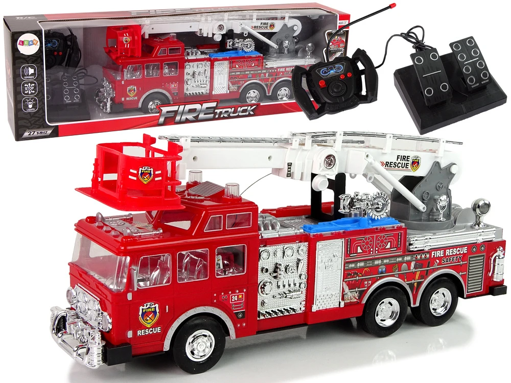 Lean Toys Nuotoliniu būdu valdomas ugniagesių automobilis su garsu