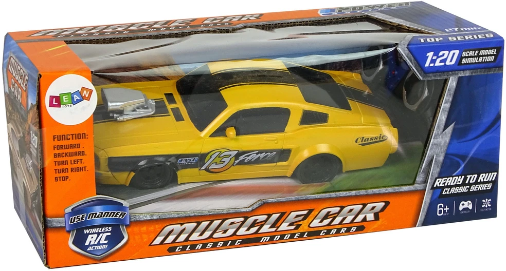 Lean Cars Nuotoliniu būdu valdomas sportinis automobilis 1:20 geltonas