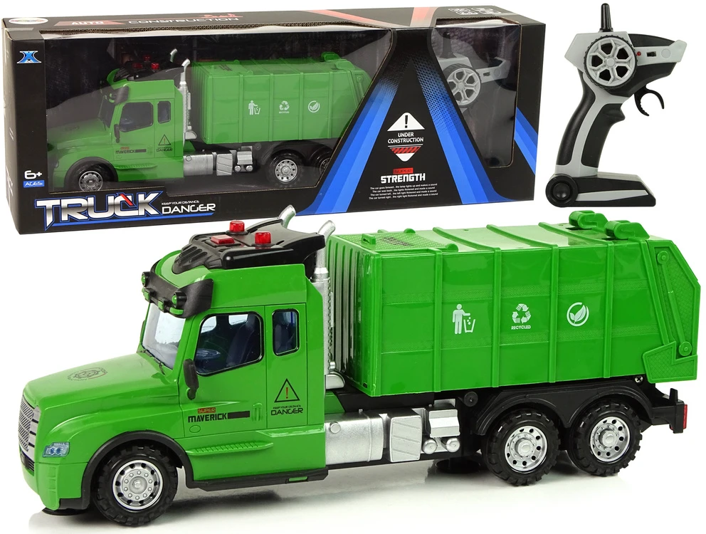 Nuotoliniu būdu valdoma šiukšliavežė vaikams Lean Toys, žalia
