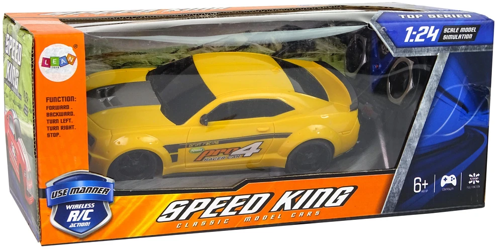 Lean Toys Nuotoliniu būdu valdomas sportinis automobilis 1:24 geltonas