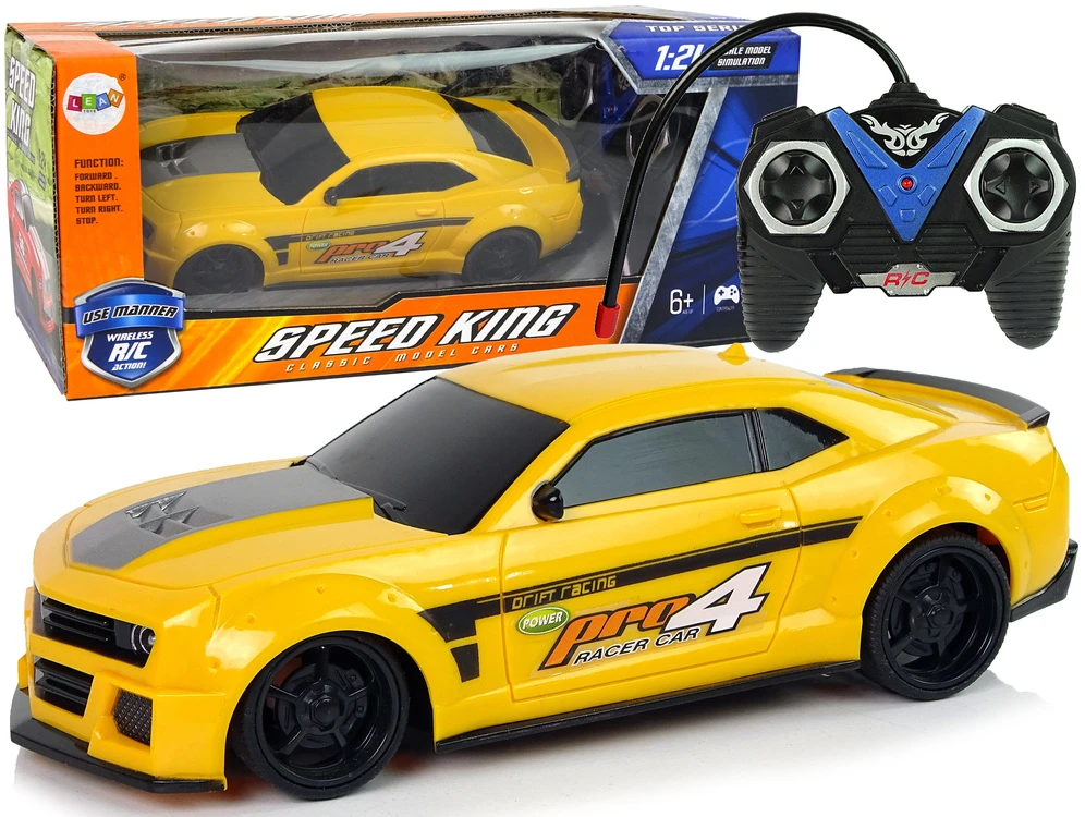 Lean Toys Nuotoliniu būdu valdomas sportinis automobilis 1:24 geltonas