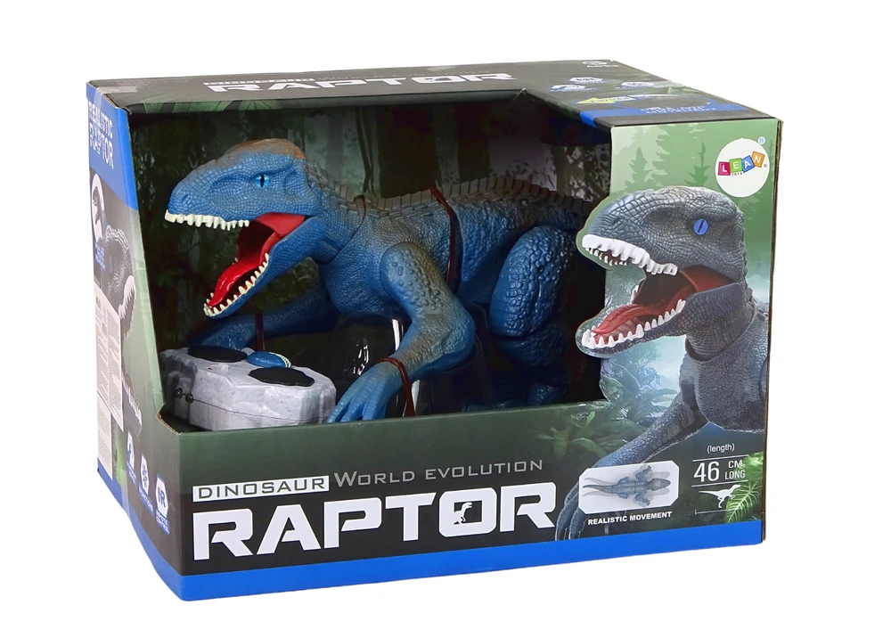 Lean Toys Dinozauras leidžiantis garsus ir šviesos efektus, valdomas nuotoliniu būdu, Raptor, mėlyna