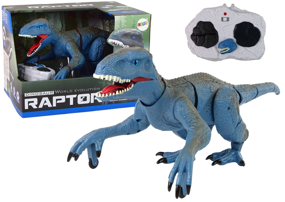 Lean Toys Dinozauras leidžiantis garsus ir šviesos efektus, valdomas nuotoliniu būdu, Raptor, mėlyna
