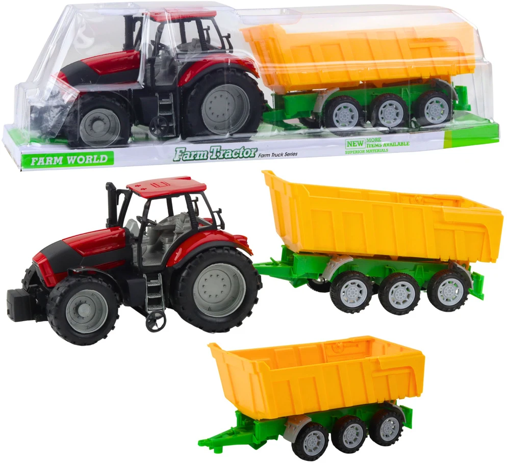 Lean Toys Žaislinis traktorius su priekaba 46 cm