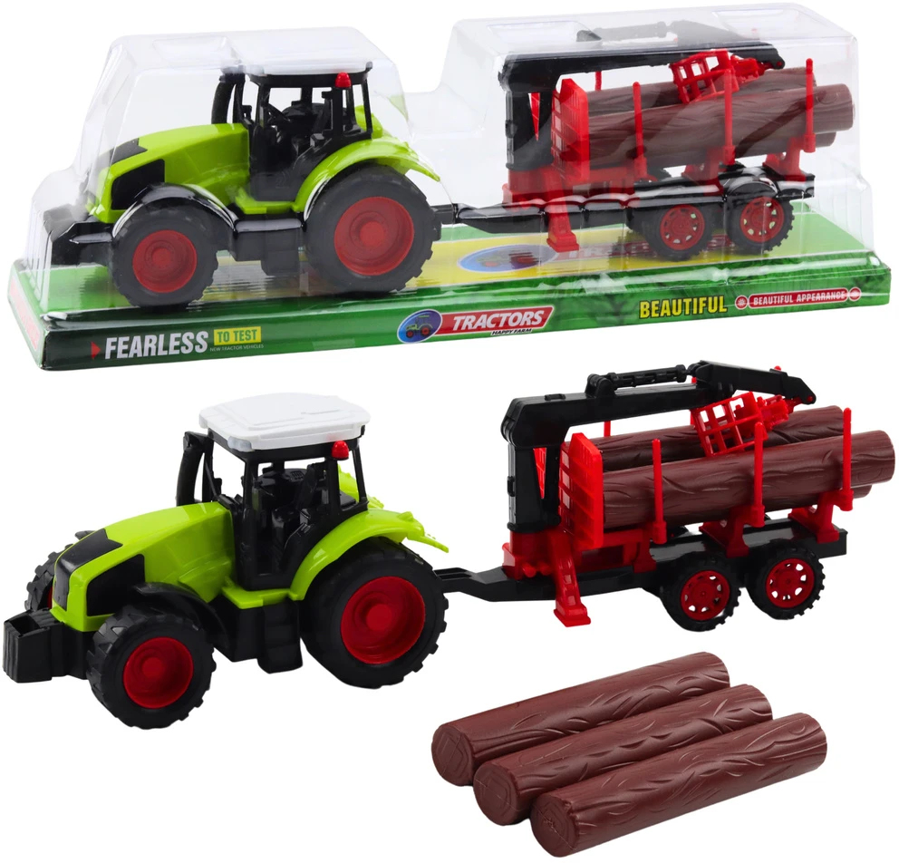 Lean Toys Traktorius su HDS priekaba medienos transportavimui