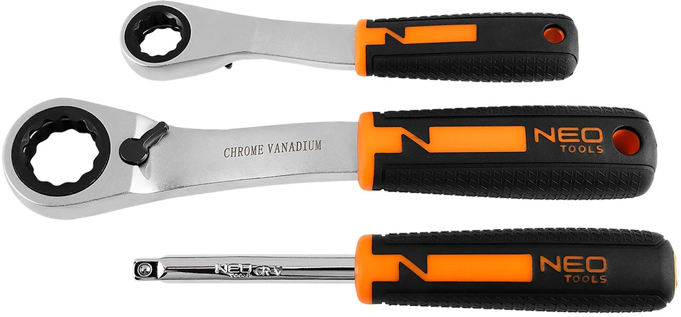 Neo Tools Rinkinys 1/4", 3/8", 46 vnt. CrV praleidžiamųjų galvučių rinkinys