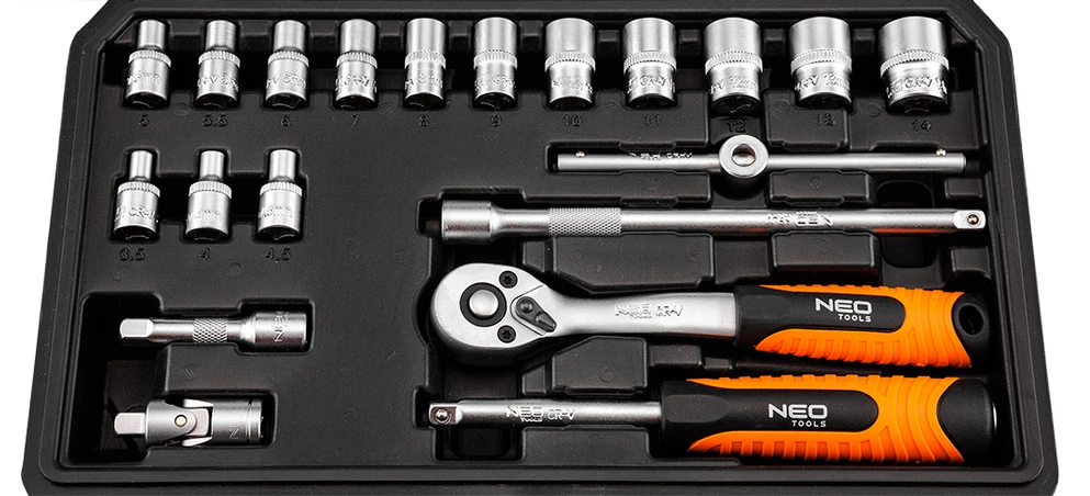 Zestaw Rinkinys 1/4" galvučių raktų rinkinys, 20 vnt., satininis