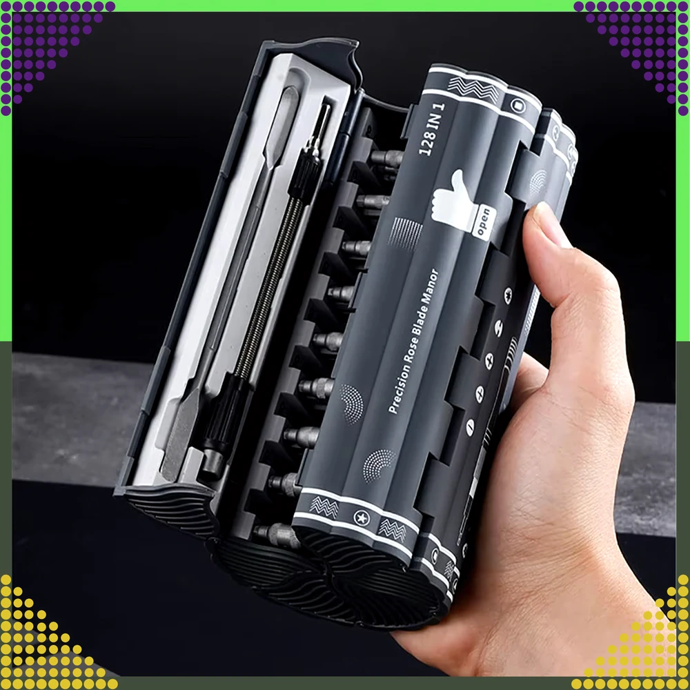 Zestaw Rinkinys 128 viename magnetinių atsuktuvų raktų rinkinys