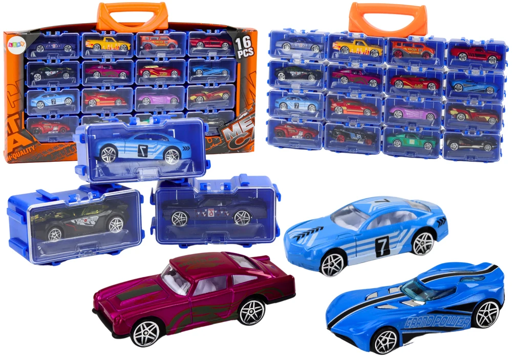 Lean Toys Žaislinių mašinėlių rinkinys, įvairių spalvų, 16 vnt.