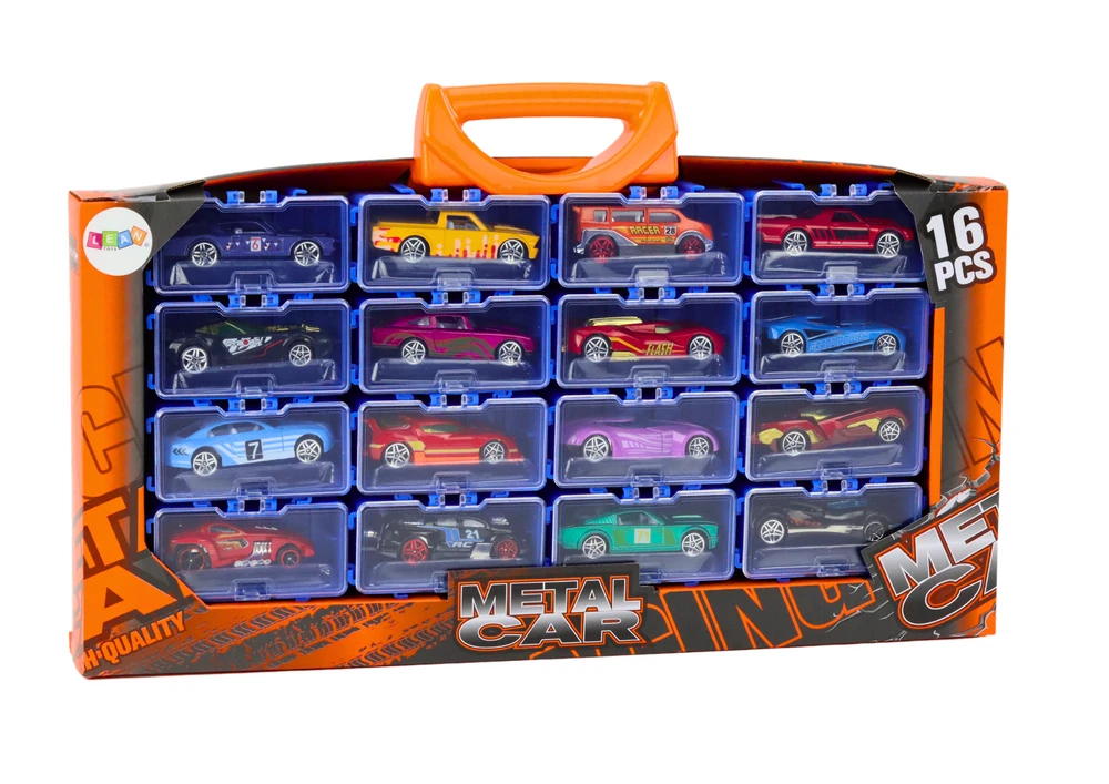 Lean Toys Žaislinių mašinėlių rinkinys, įvairių spalvų, 16 vnt.