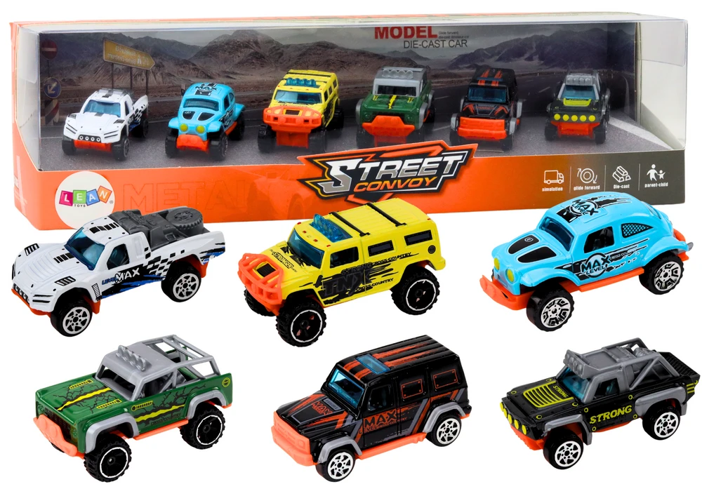 Lean Toys Metaliniai visureigiai automobiliai 1:64, 6 vnt.