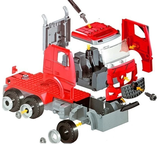 Žaislinis ardomas ugniagesių gelbėtojų autokeltuvas su priedais Lean Toys, raudonas, 54x32x9,5 cm