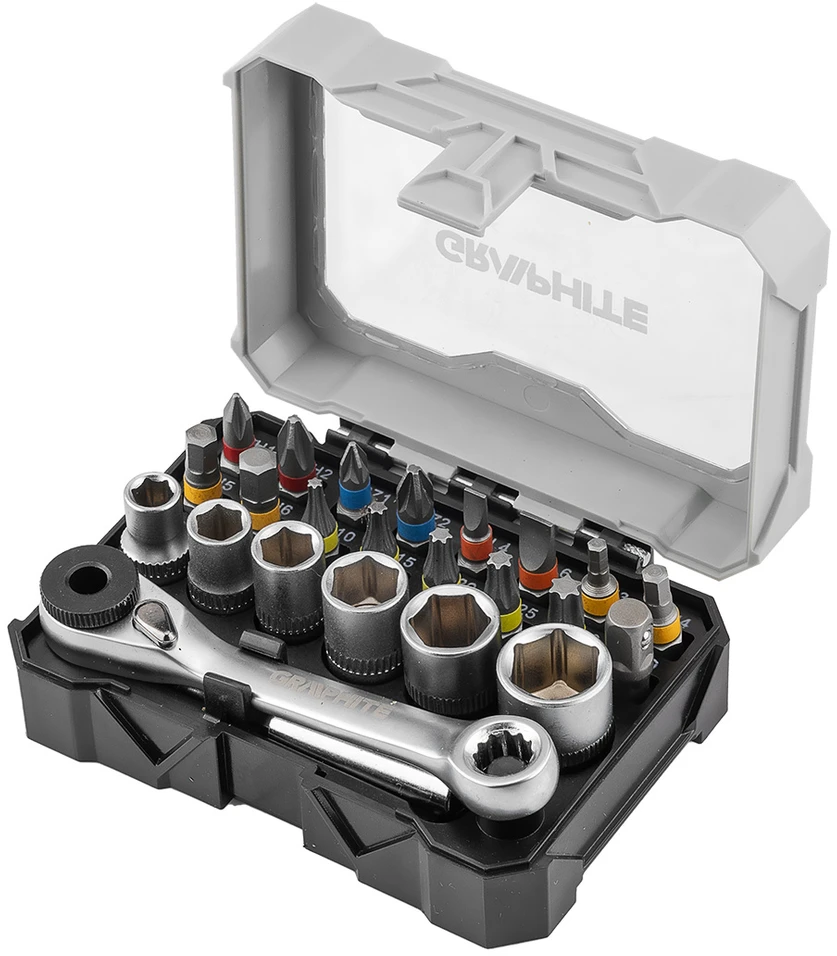Zestaw Rinkinys 25 mm antgalių ir galvučių rinkinys su reketu ir magnetiniu laikikliu, 60 mm, 24 vnt.
