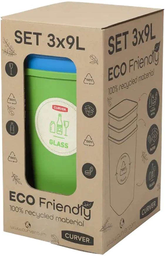 Curver Rūšiavimo šiukšliadėžių rinkinys ECO FRIENDLY, 3 × 9 l