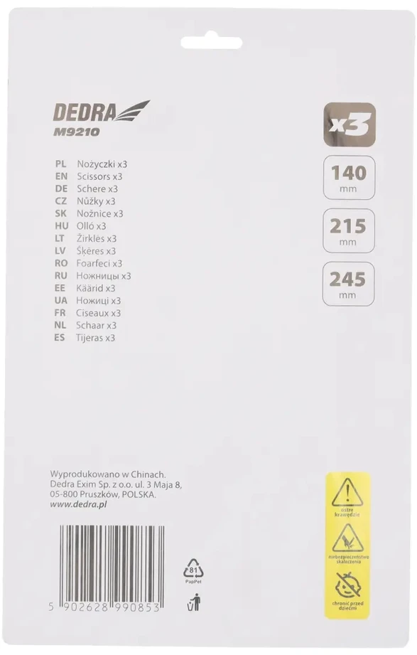 Dedra irkles rinkinys 3vnt140mm 215mm 245mm