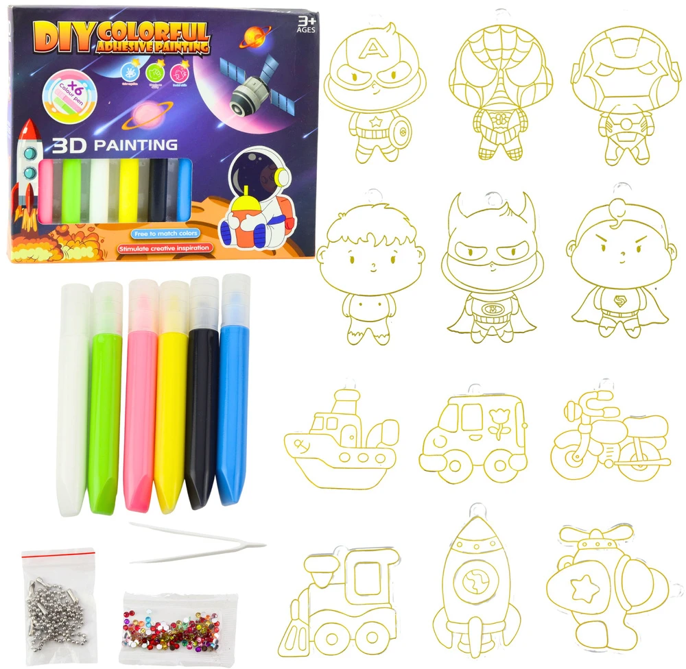 Lean Toys 3D Tapybos Rinkinys Vaikams, 6 Spalvos, 12 Pakabukų