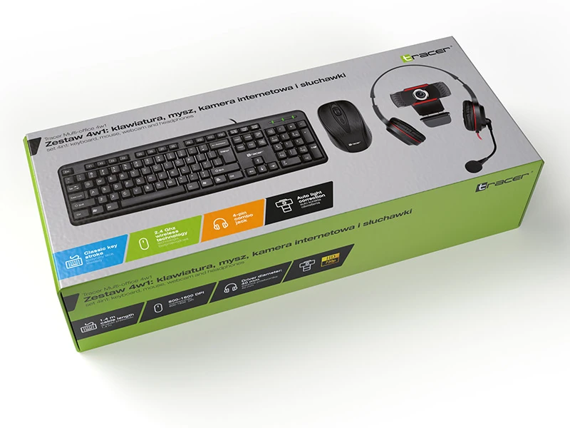 TRACER 4w1 Multi-Office Set klaviatūra Pelės kilimėlis heapdhones