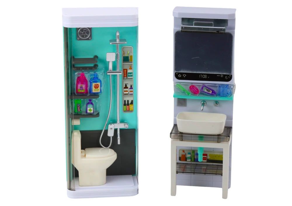 Lean Toys Vonios žaidimų rinkinys 4in1 su dušu, tualetu ir skalbimo mašina