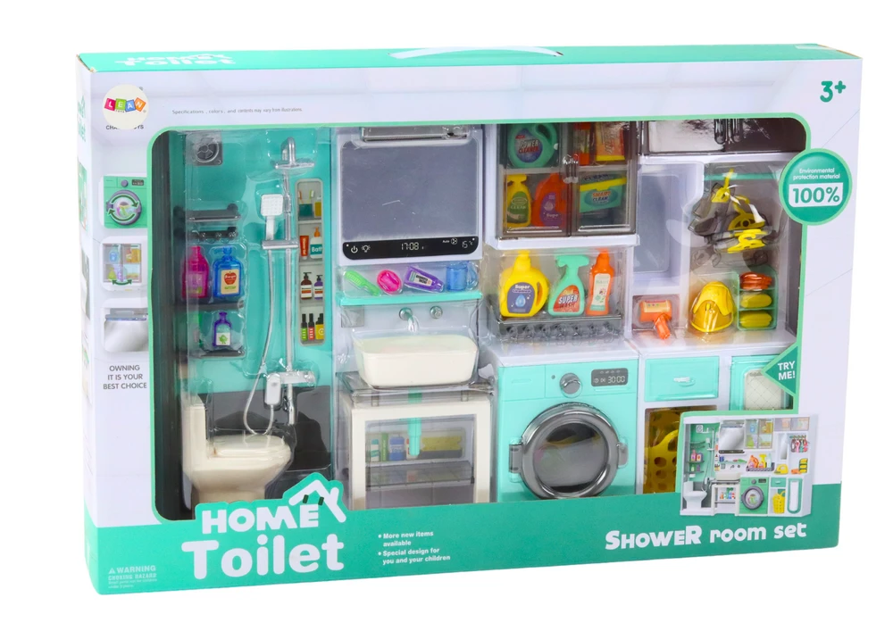 Lean Toys Vonios žaidimų rinkinys 4in1 su dušu, tualetu ir skalbimo mašina