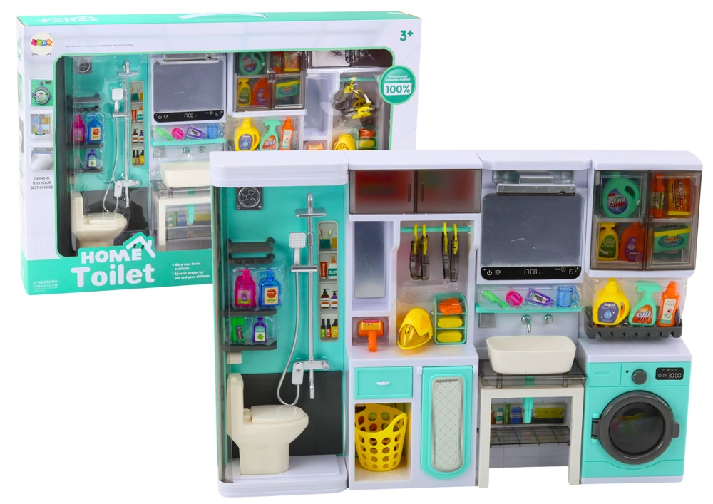 Lean Toys Vonios žaidimų rinkinys 4in1 su dušu, tualetu ir skalbimo mašina
