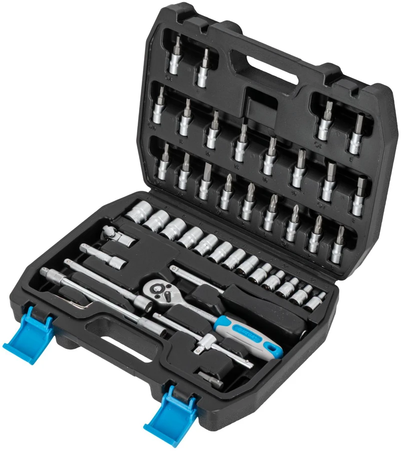 Mega Rinkinys 46 galvučių ir antgalių rinkinys 1/4'', 4-14 mm