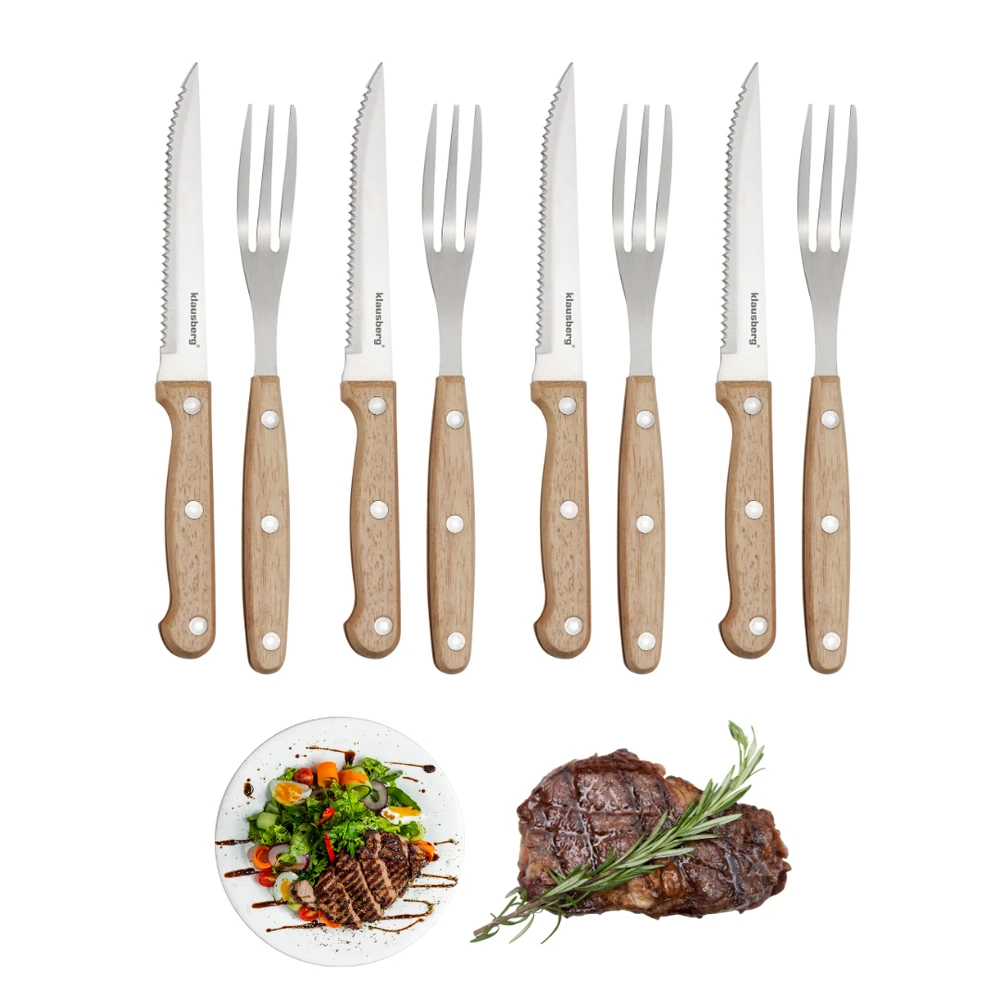 Rinkinys 8 dalių kepsnių ir barbekiu rinkinys, nerūdijantis plienas, mediena, Klausberg, kb-7976