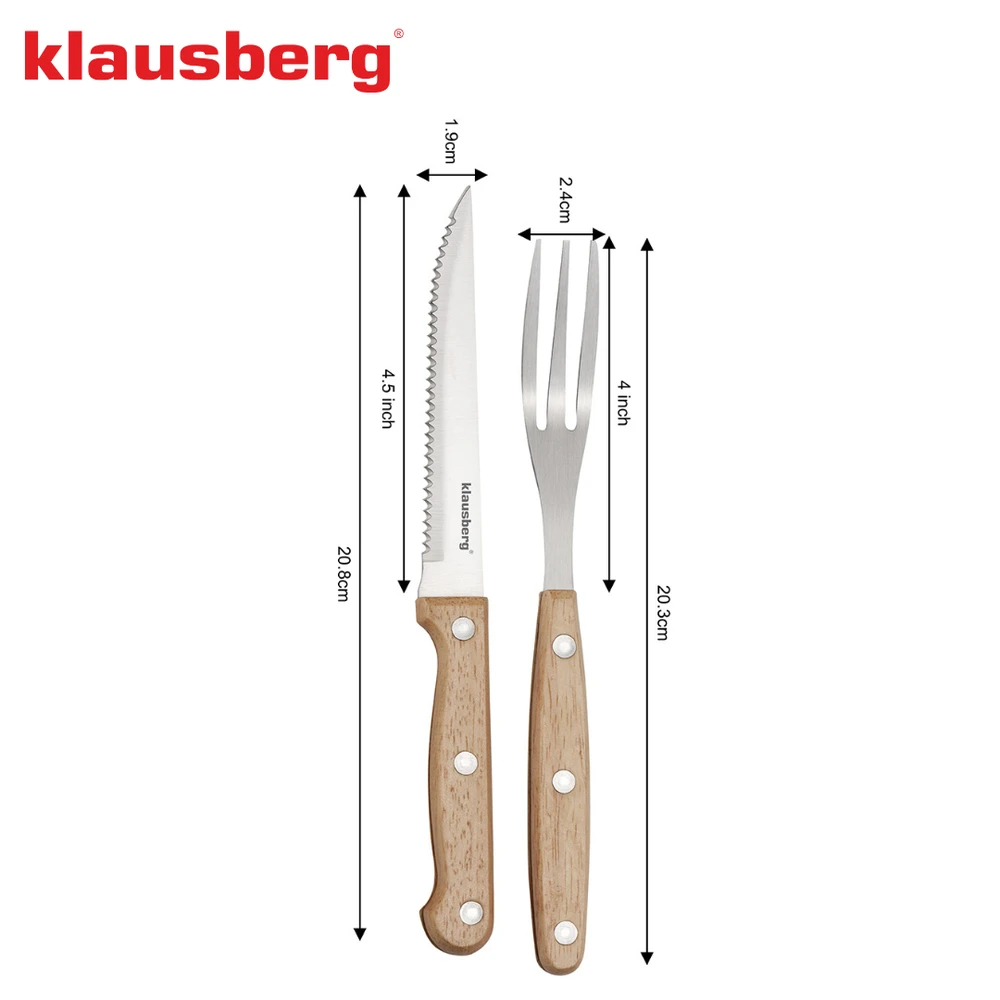 Rinkinys 8 dalių kepsnių ir barbekiu rinkinys, nerūdijantis plienas, mediena, Klausberg, kb-7976