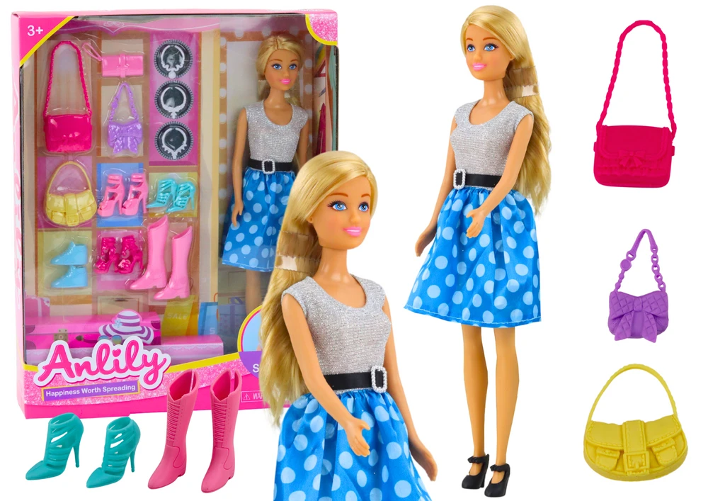 Lean Toys Lėlė Anlily su mėlyna suknele