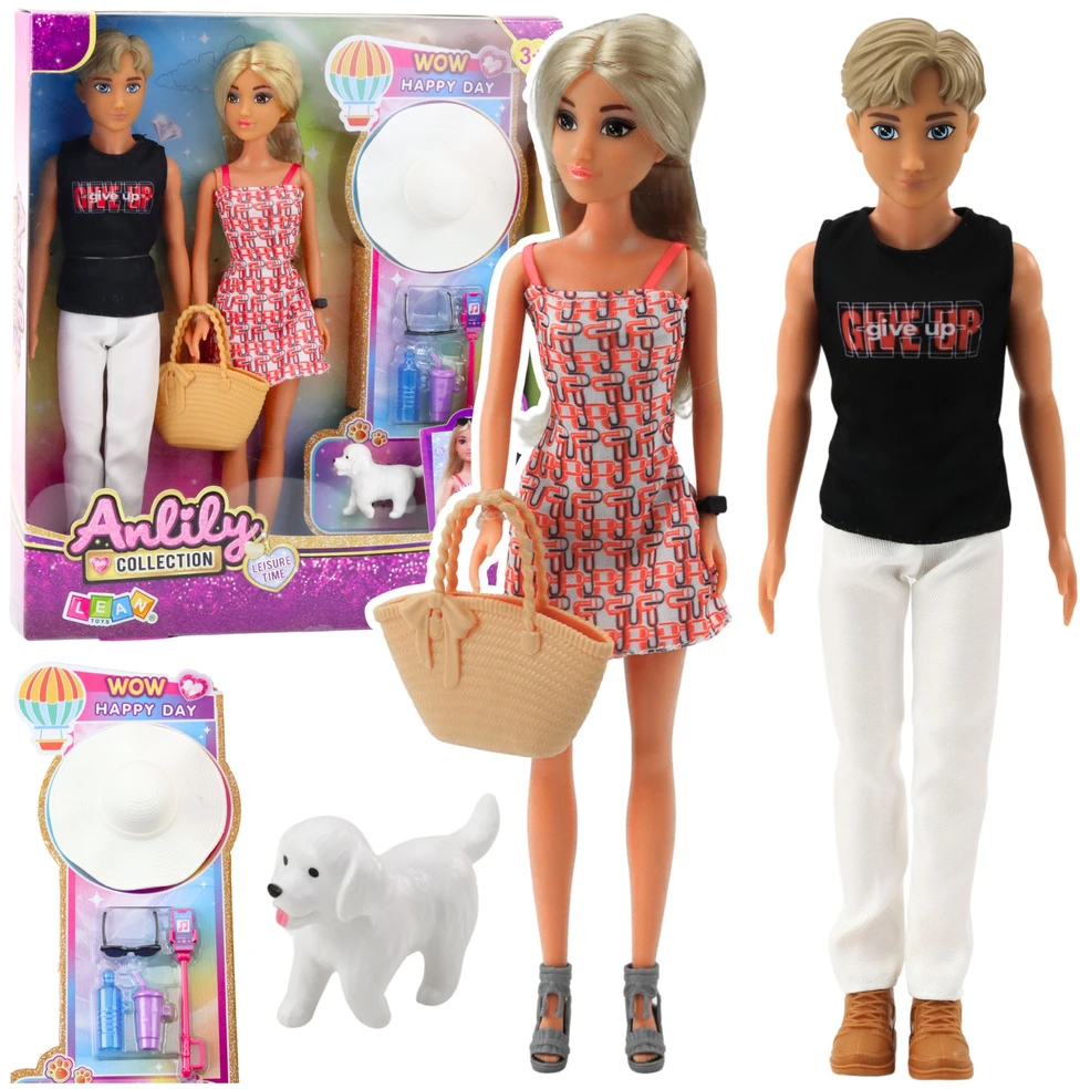 Kepurė Lean Toys Anlily lėlės rinkinys: mergaitė ir berniukas su aksesuarais