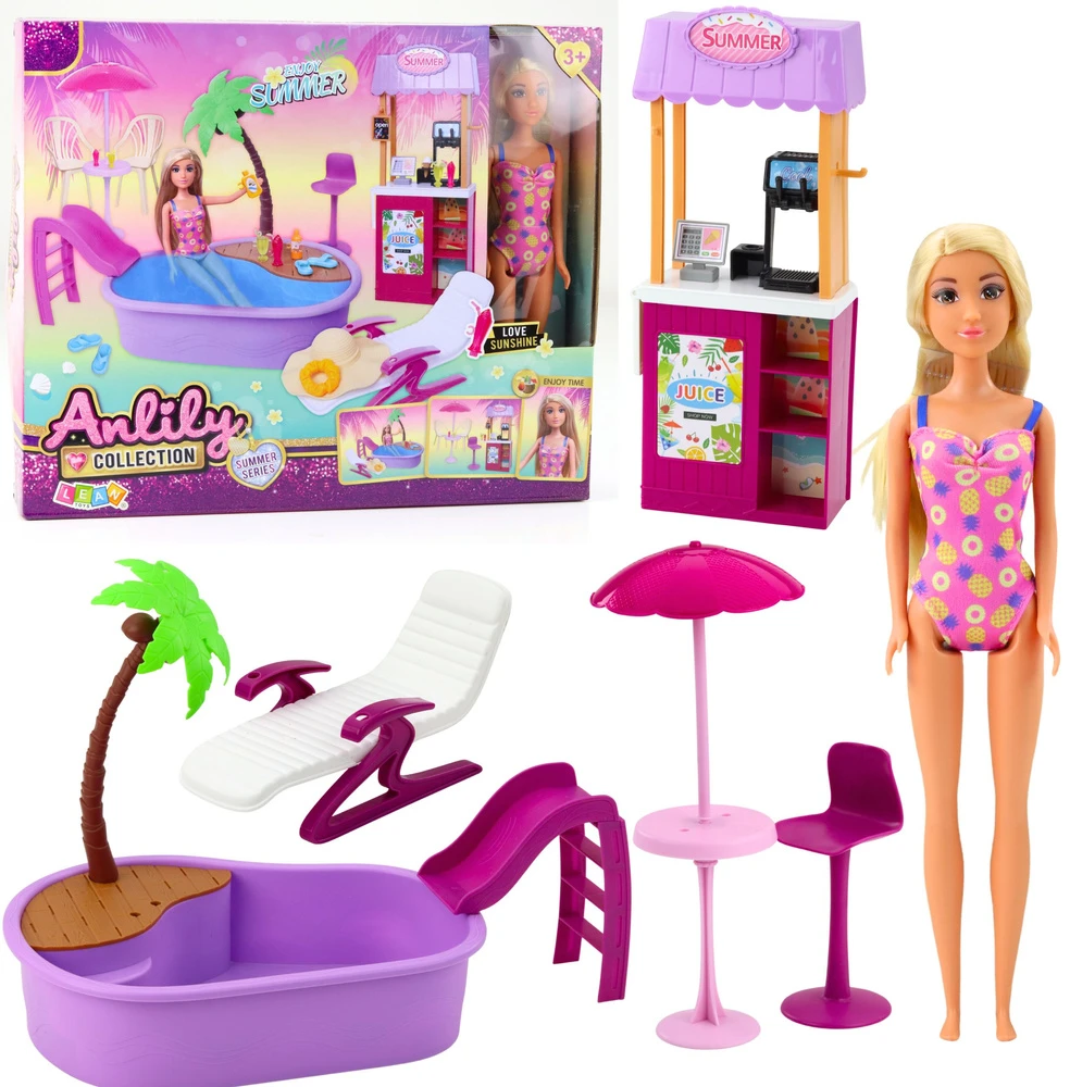 Lean Toys Lėlė Anlily su baseinu ir aksesuarais