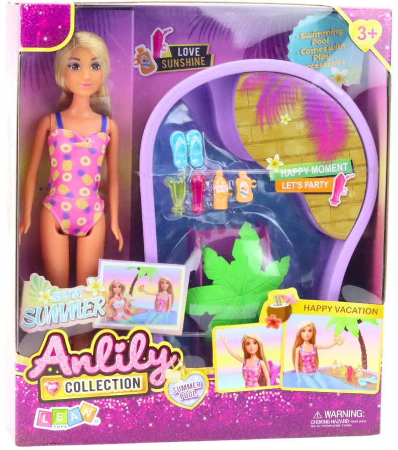 Lean Toys Lėlė Anlily su baseinu ir aksesuarais