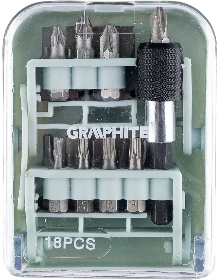 Graphite Rinkinys Atsuktuvų antgalių rinkinys su laikikliu, 18 dalių