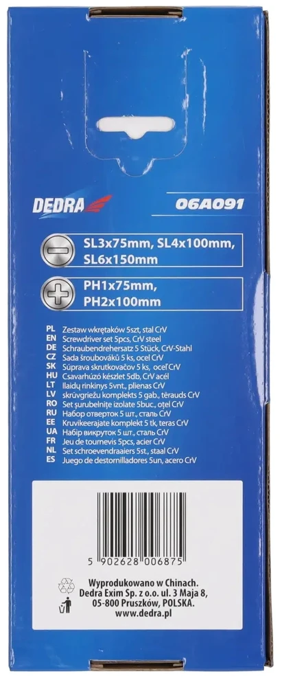 Dedra ilaidu rinkinys 5vnt CrV plienas