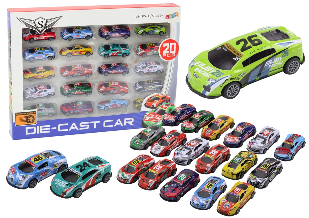 Sportinių mašinėlių rinkinys Lean Toys, įvairių spalvų, 20 vnt.