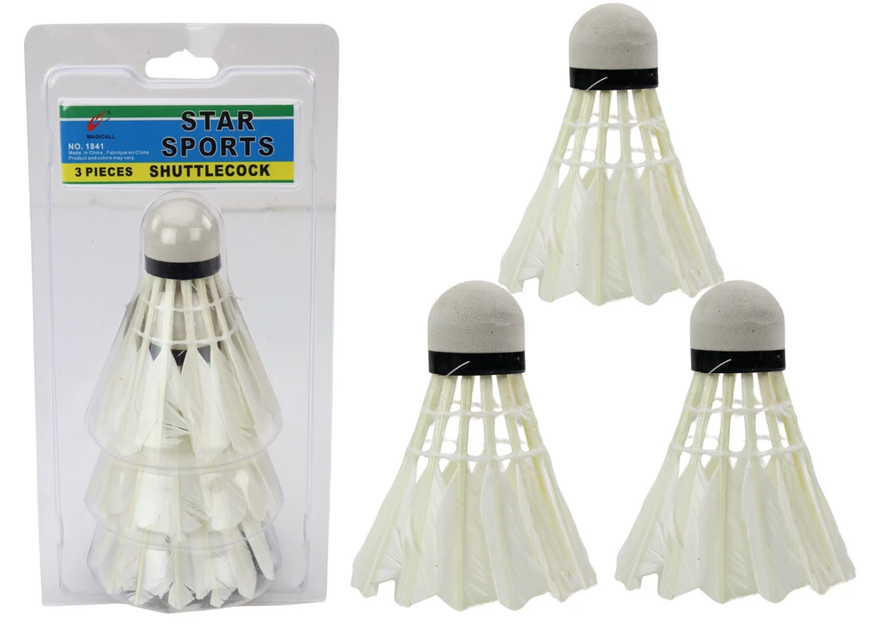 Lean Toys Badmintono skrajukai Shuttlecocks, 3 vnt, balti