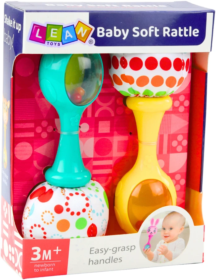 Lean Toys Sensorinių Barškučių Rinkinys su Minkštu Kamuoliuku