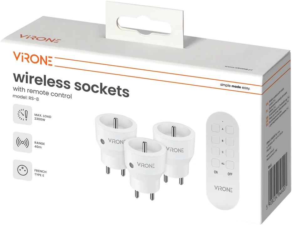 Orno Rinkinys Belaidžių MINI lizdų rinkinys, nuotolinio valdymo, 3+1, 2300 W