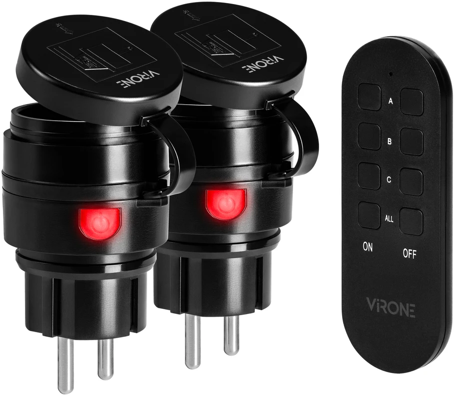 Orno Rinkinys Belaidžių MINI Schuko lizdų rinkinys, valdomas nuotoliniu būdu 2+1, 2300 W, IP44