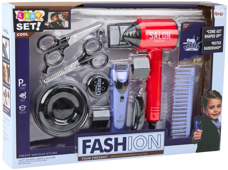 Lean Toys Vaikiškas kirpimo rinkinys su džiovintuvu ir aksesuarais