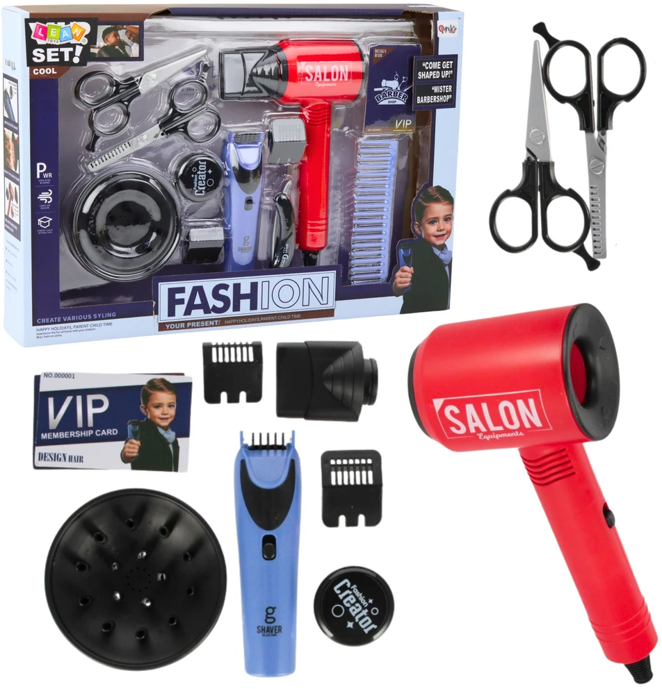 Lean Toys Vaikiškas kirpimo rinkinys su džiovintuvu ir aksesuarais