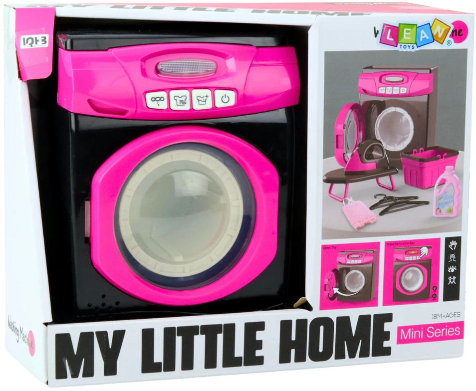 Lean Toys Interaktyvi skalbimo mašinėlė su LED efektais ir priedais vaikams