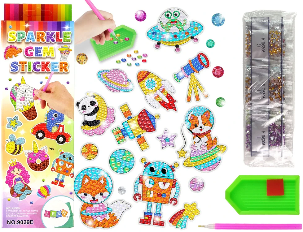 Lean Toys Deimantinių lipdukų rinkinys Astronautai