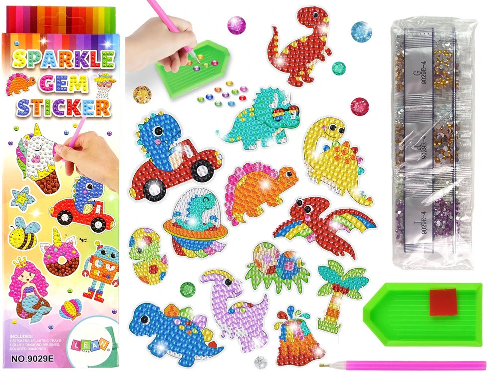Lean Toys Deimantinės mozaikos lipdukai Dinozaurai