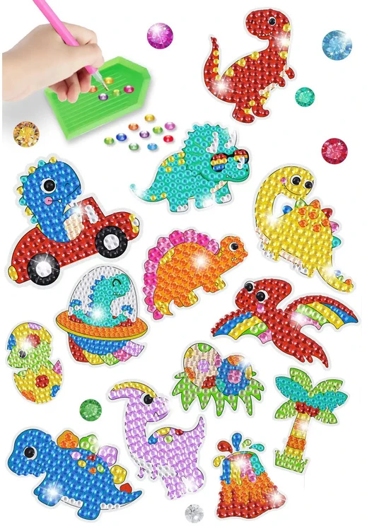 Lean Toys Deimantinės mozaikos lipdukai Dinozaurai